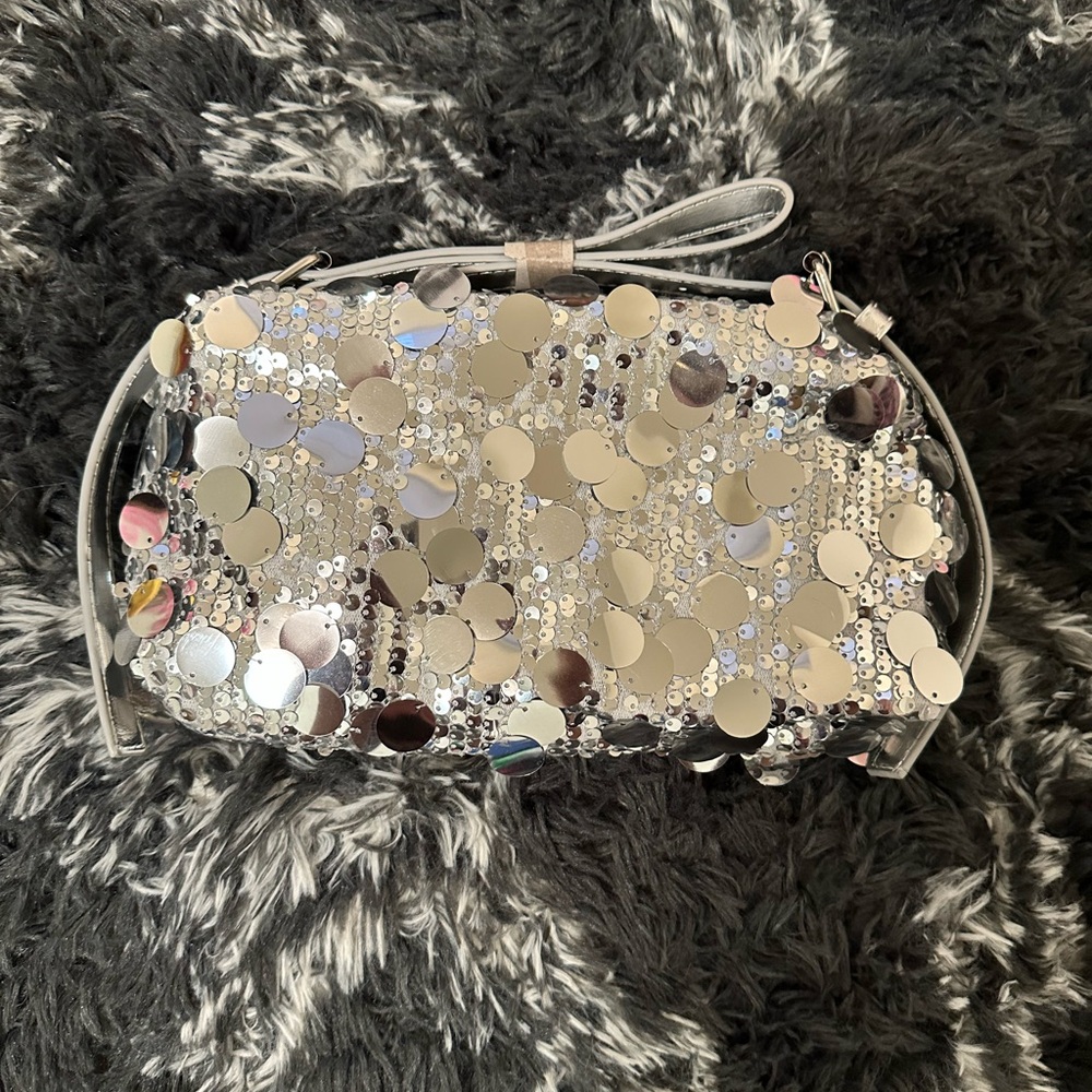 Silver Sequin Shoulder Bag